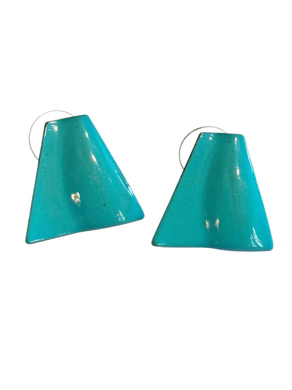 Vintage 80s Turquoise Triangle Stud Earrings